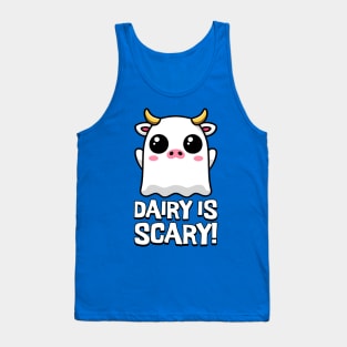 Dairy Is Scary! Cute Ghost Cow Cartoon Tank Top